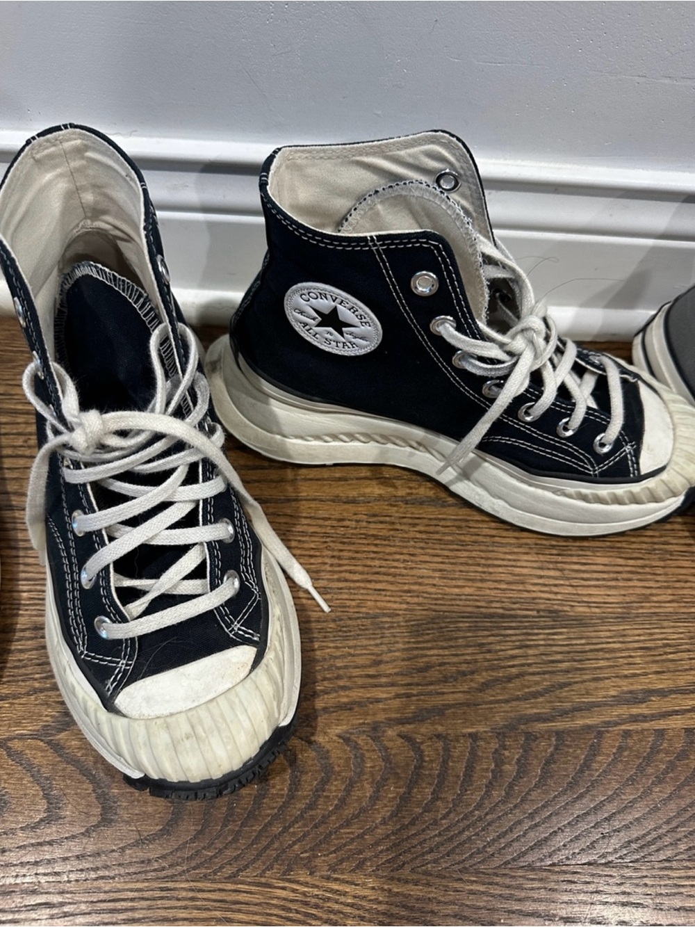 Converse Black and White High-Top Platform Sneakers